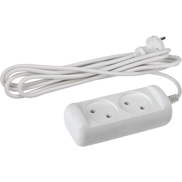 

Удлинитель 2-х местный без заземления 3 метра ЭРА U-2-3m-2x1, Белый, U-2-3m-2x1