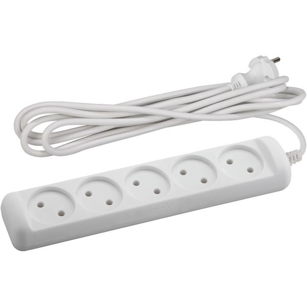 

Удлинитель 5-и местный без заземления 5 метров ЭРА U-5-5m-2x1, Белый, U-5-5m-2x1