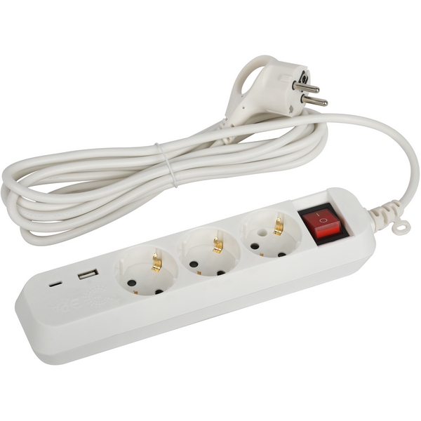 

Удлинитель 3-х местный с заземлением 3 метра с USB Type A+С ЭРА UB-3es-3m-USB, Белый, UB-3es-3m-USB