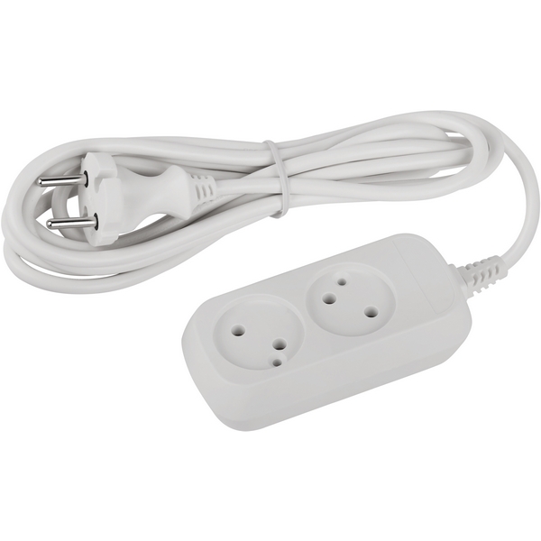 

Удлинитель 2-х местный без заземления 3 метра ЭРА UDL-10-230, Белый, UDL-10-230