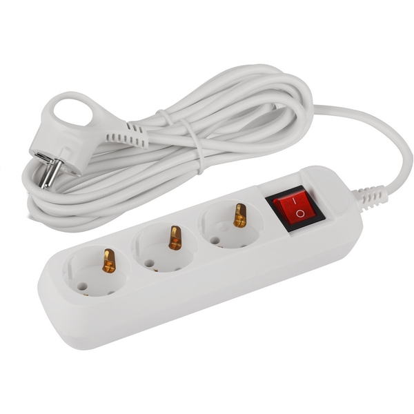 

Удлинитель 3-х местный с заземлением 5 метров ЭРА UDL-10-350-ES, Белый, UDL-10-350-ES