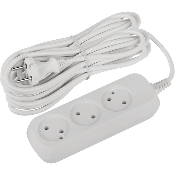 

Удлинитель 3-х местный без заземления 7 метров ЭРА UDL-10-370, Белый, UDL-10-370