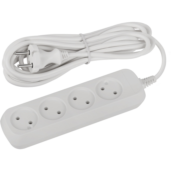 

Удлинитель 4-х местный без заземления 5 метров ЭРА UDL-10-450, Белый, UDL-10-450