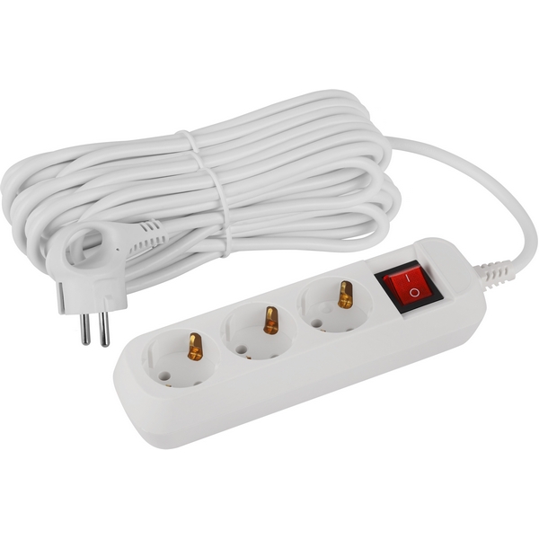 

Удлинитель 3-х местный с заземлением 10 метров ЭРА UDL-16-3100-ES, Белый, UDL-16-3100-ES