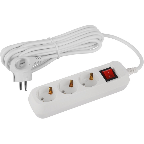 

Удлинитель 3-х местный с заземлением 5 метров ЭРА UDL-16-350-ES, Белый, UDL-16-350-ES