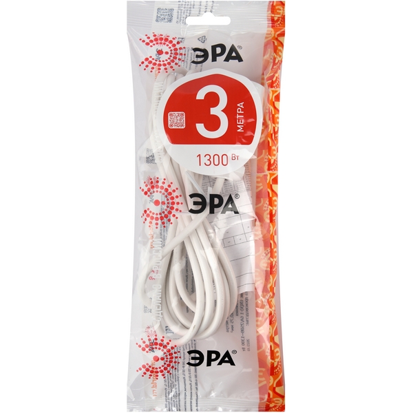 

Удлинитель одноместный без заземления 3 метра ЭРА UX(6)-1-3m, Белый, UX(6)-1-3m