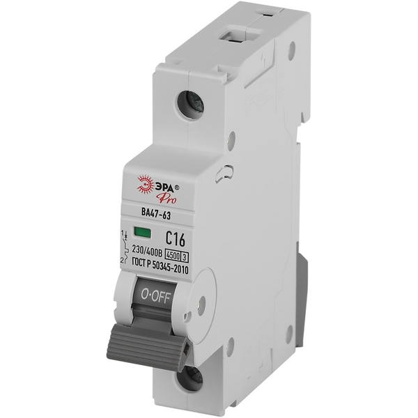 

Автоматический выключатель 1P 16A C 4,5кА ЭРА VA63-1P16C4.5, VA63-1P16C4.5
