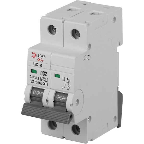 

Автоматический выключатель 2P 32A B 4,5кА ЭРА VA63-2P32B4.5, VA63-2P32B4.5