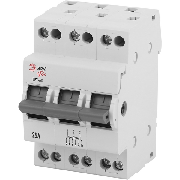Изображение товара Выключатель-разъединитель трехпозиционный 3P 25А ЭРА VRT63-3-25