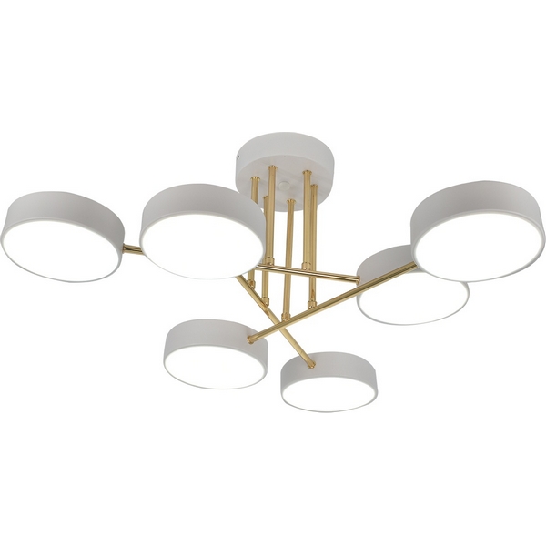 

Потолочная люстра (+ночной режим) на штанге Escada Rune 10262/6LED 78Вт, с ПДУ, металл/акрил, белый/золото, Rune 10262/6LED