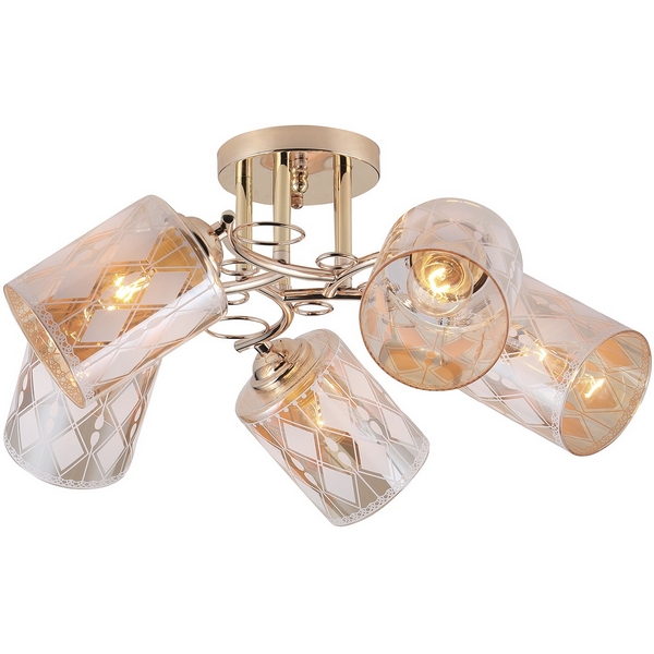 

Потолочная люстра на штанге Escada Kerria 1107/5PL E27*40W Gold, Прозрачный, Kerria 1107/5PL