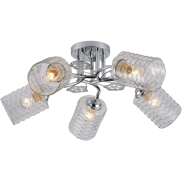

Потолочная люстра на штанге Escada Weigela 1113/5PL E27*40W Chrome, Прозрачный, Weigela 1113/5PL