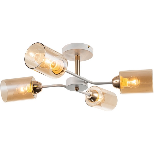 

Потолочная люстра на штанге Escada Vertigo 1131/4P White/Gold 4x60Вт E27, металл/стекло, белый/золото, Янтарный, Vertigo 1131/4P White/Gold