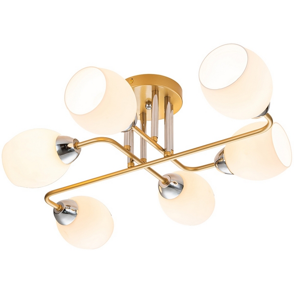

Потолочная люстра на штанге Escada Hope 1132/6P Gold 6x60Вт E27, металл/стекло, золото/серебро, Белый, Hope 1132/6P Gold