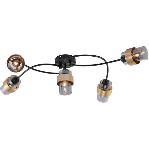 

Потолочная люстра Escada Hurricane 1139/5P Black/Gold E14*40W, Дымчатый, Hurricane 1139/5P Black/Gold