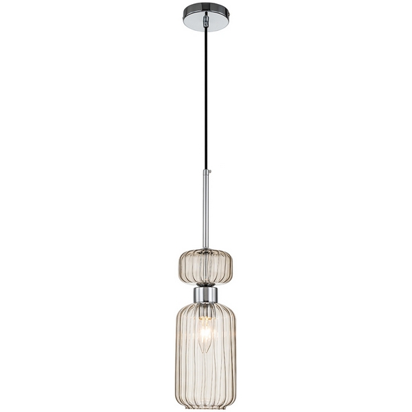 

Подвесной светильник Escada Gloss 1141/1S Chrome/Beige 1x60Вт E14, металл/стекло, хром/бежевый, Прозрачный, GLOSS 1141/1S Chrome/Beige