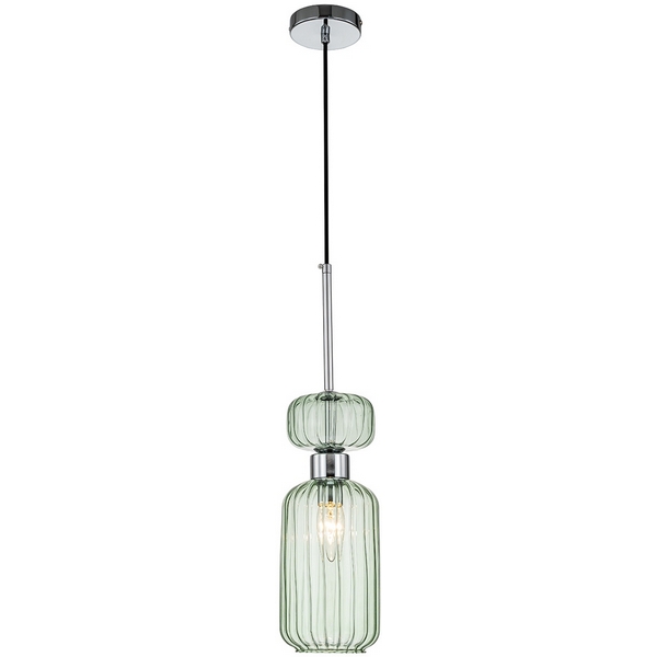 

Подвесной светильник Escada Gloss 1141/1S Chrome/Green 1x60Вт E14, металл/стекло, хром/зеленый, GLOSS 1141/1S Chrome/Green