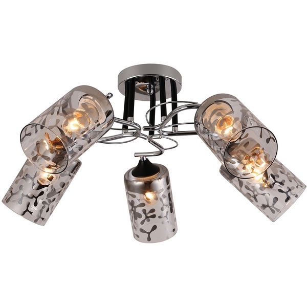 

Люстра потолочная на штанге E27*60W Chrome/Black Escada Alfie 1141/5P, Прозрачный, Alfie 1141/5P