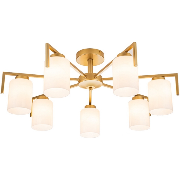

Потолочная люстра на штанге Escada Style 1142/7P Gold 7х60Вт E27, металл/стекло, золото, Белый, Style 1142/7P Gold