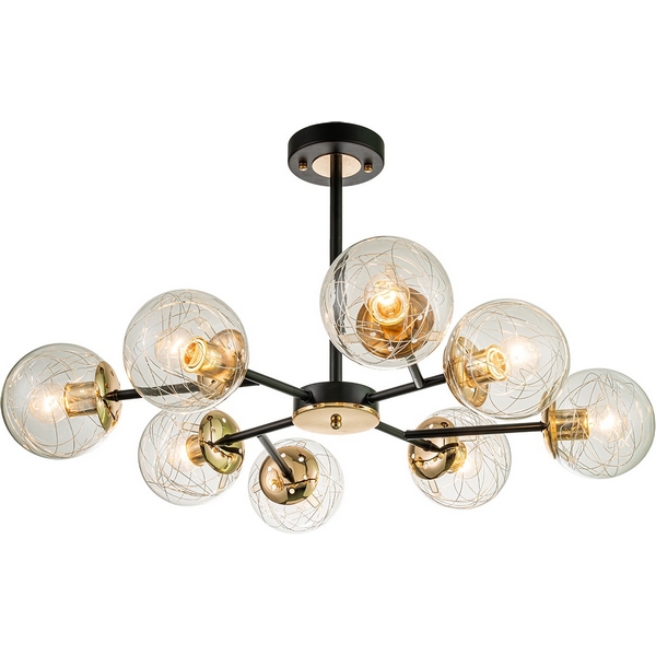 

Потолочная люстра на штанге Escada Miracle 1146/8P E27*40W Black/Brass, Прозрачный, Miracle 1146/8P