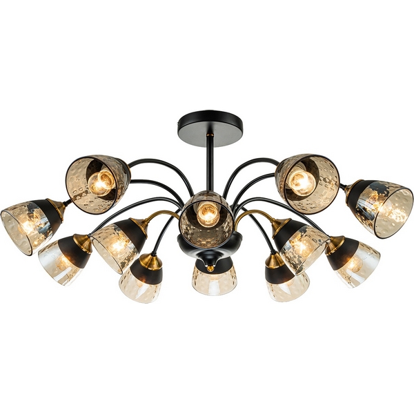 

Потолочная люстра на штанге Escada Bouquet 1148/12P E27*40W Black/Brass, Янтарный, Bouquet 1148/12P