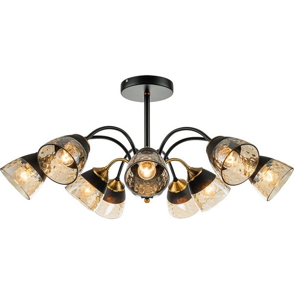 

Потолочная люстра на штанге Escada Bouquet 1148/9P E27*40W Black/Brass, Янтарный, Bouquet 1148/9P