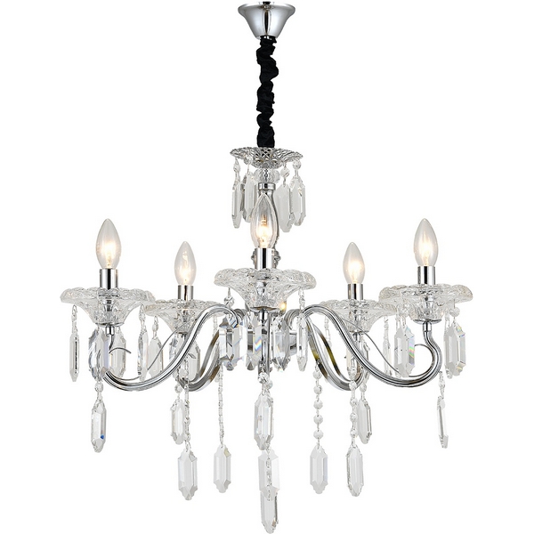 

Подвесная люстра Escada Fantail 2111/5P Chrome 5x40Вт E14, металл/хрусталь, хром/прозрачный, Fantail 2111/5P Chrome