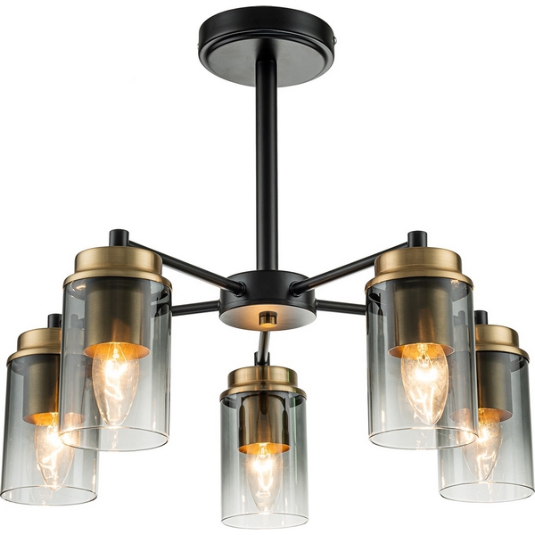 

Потолочная люстра на штанге Escada Dinasty 2118/5P E14*40W Black/Brass, Дымчатый, Dinasty 2118/5P