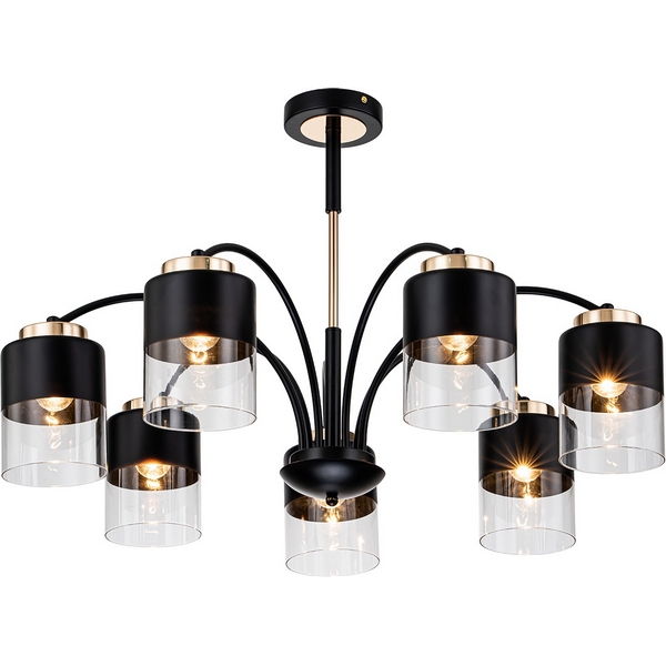 

Потолочная люстра на штанге Escada Riche 2121/7P E27*40W Black/Gold, Черный;золото, Riche 2121/7P