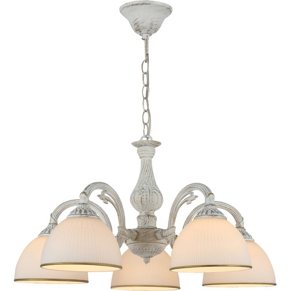 

Подвесная люстра Escada Ballad 2134/5S White 5x40Вт E27, металл/стекло, белый с патиной, белый матовый плафон, Ballad 2134/5S White
