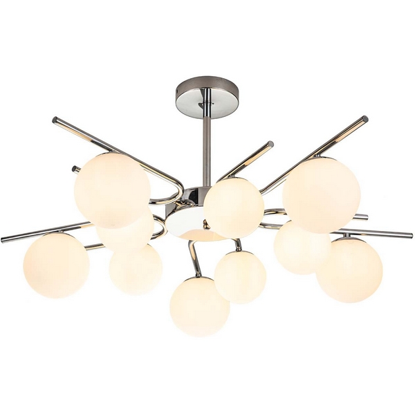 

Потолочная люстра на штанге 642/10P E27*60W Escada Sphere Silver, Белый, Sphere 642/10P Silver