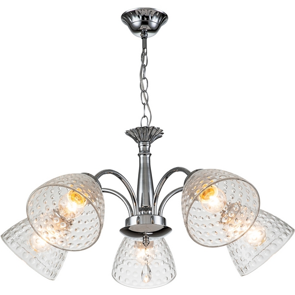 

Подвесная люстра 658/5PL E27*40W Escada Freesia Chrome с подвесками, Прозрачный, Freesia 658/5PL Chrome
