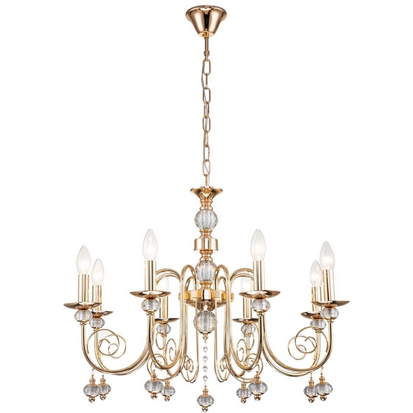 

Подвесная люстра хрусталь 678/8PL E14*40W Escada Shine Gold подсвечник с подвесками, Золото, Shine 678/8PL Gold