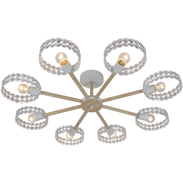 Изображение товара Потолочная люстра на штанге Escada 679/8P E27 60W White/Wood стиль лофт