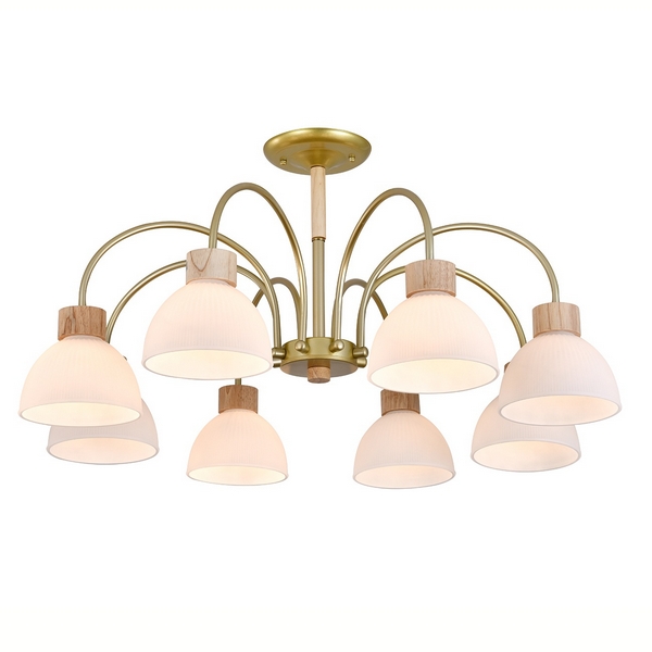 

Потолочная люстра на штанге 150005/8R E27*60W Gold/Wood Escada Sade ES0000062, Белый, Sade ES0000062