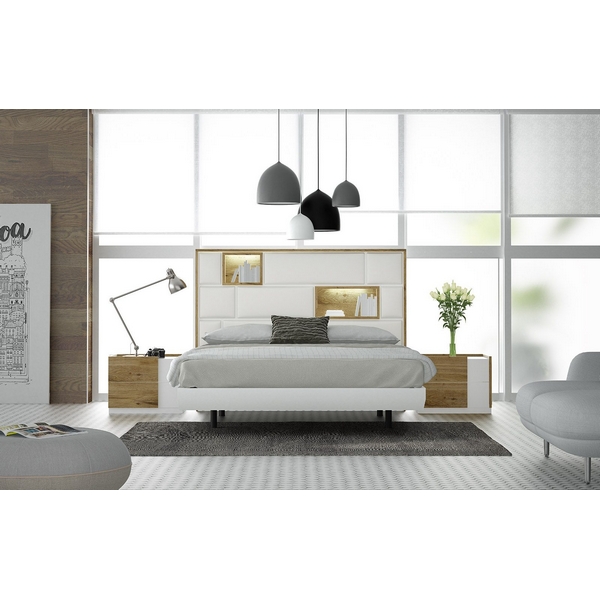 

КОМПЛЕКТ 11533+700: Кровать FENICIA 611 (180 х200) с подсветкой, 2 тумбочки, комод, зеркало Fenicia Mobilario, Белый, 11533+700