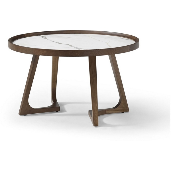 

Стол журнальный CT6082 (D80) белая керамика (LIUJINBAI)/орех ESF 5704, Белый, CT6082(D80)LIUJINBAI