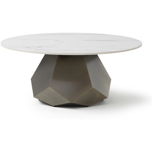 Изображение товара Журнальный стол ESF CT9509CI(D90) с белой керамической столешницей и металлической основой