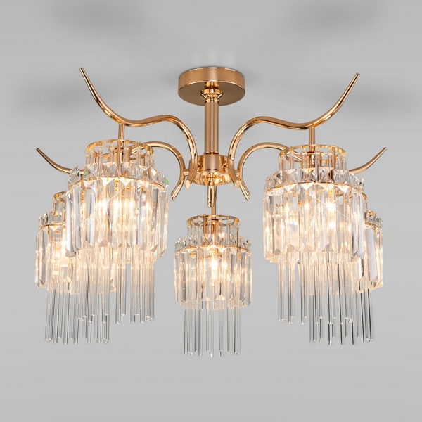 

Потолочная люстра хрустальная 10119/5 Eurosvet Sevilia золото, Sevilia 10119/5 золото