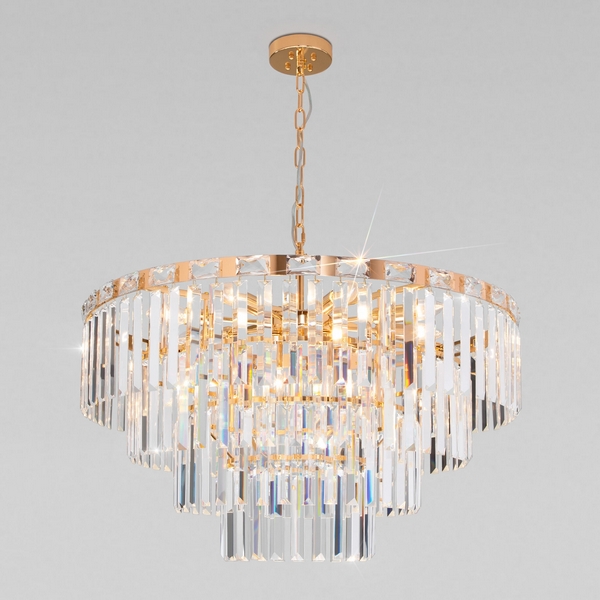 

Подвесная каскадная люстра хрусталь 10130/10 золото Eurosvet Elegante (Умный дом, Алиса, WiFi, голосовое управление), Прозрачный, Elegante 10130/10 золото Smart