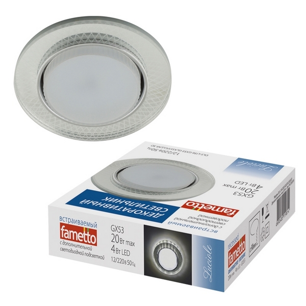 

Встраиваемый светильник круглый со светодиодной подсветкой DLS-L156 GLASSY/CLEAR 3D Fametto Luciole GX53, Прозрачный, Luciole DLS-L156 GX53 GLASSY/CLEAR 3D