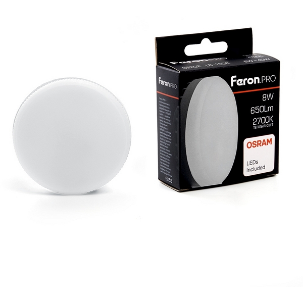 

Лампа светодиодная Feron 38202 LB-1508 GX53 8W 2700K, LB-1508 38202