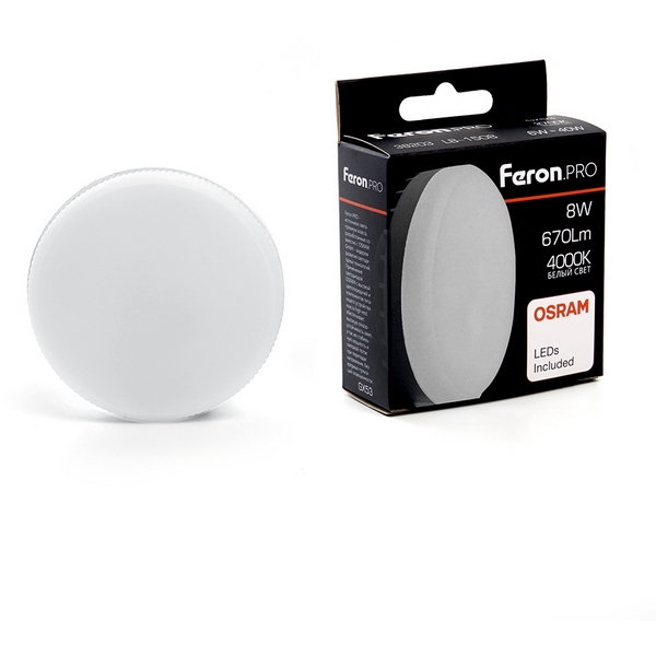 

Лампа светодиодная Feron 38203 LB-1508 GX53 8W 4000K, LB-1508 38203