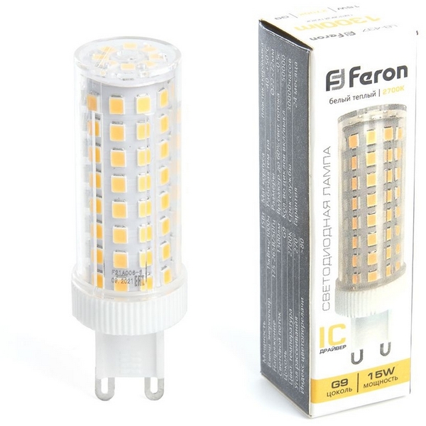 

Лампа светодиодная Feron 38212 LB-437 G9 15W 2700K, 38212
