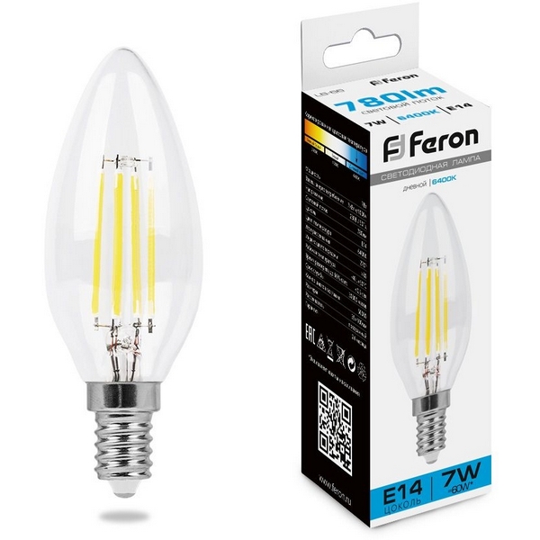 

Лампа светодиодная Feron 38227 LB-66 Свеча E14 7W 6400K, 38227