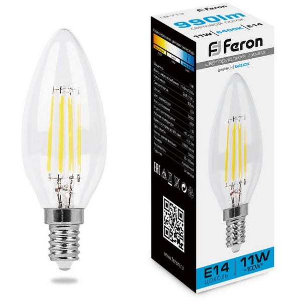 

Лампа светодиодная Feron 38231 LB-713 Свеча E14 11W 6400K, 38231