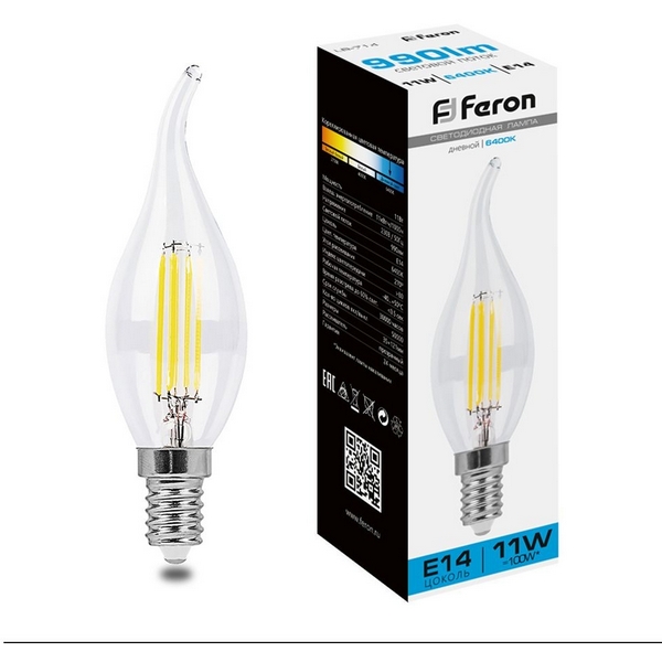 

Лампа светодиодная Feron 38237 LB-714 Свеча на ветру E14 11W 6400K, 38237