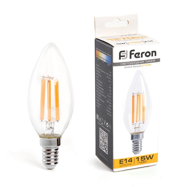 

Лампа светодиодная Feron 38256 LB-717 Свеча E14 15W 2700K, LB-717 38256