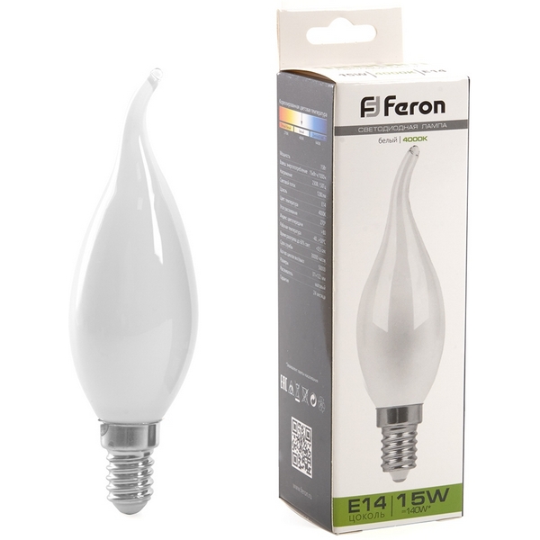 

Лампа светодиодная Feron 38262 LB-718 Свеча на ветру E14 15W 4000K, LB-718 38262