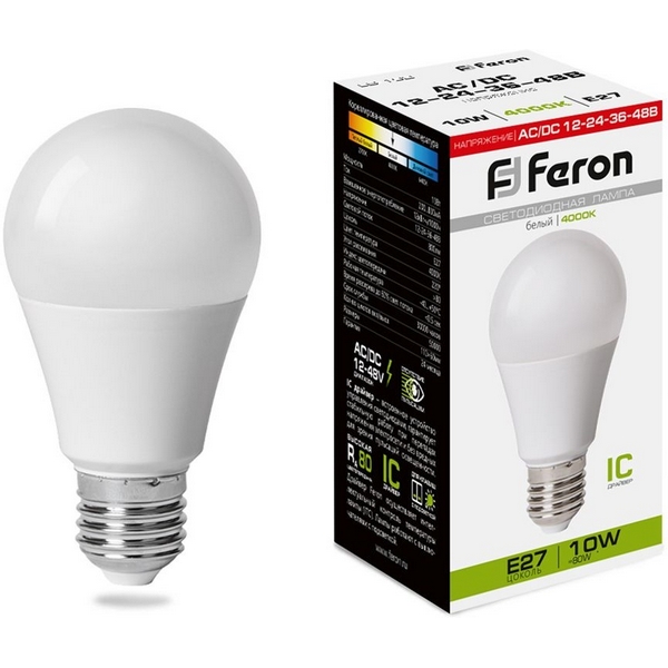 

Лампа светодиодная низковольтная Feron 38265 LB-192 Шар E27 10W 4000K, 38265